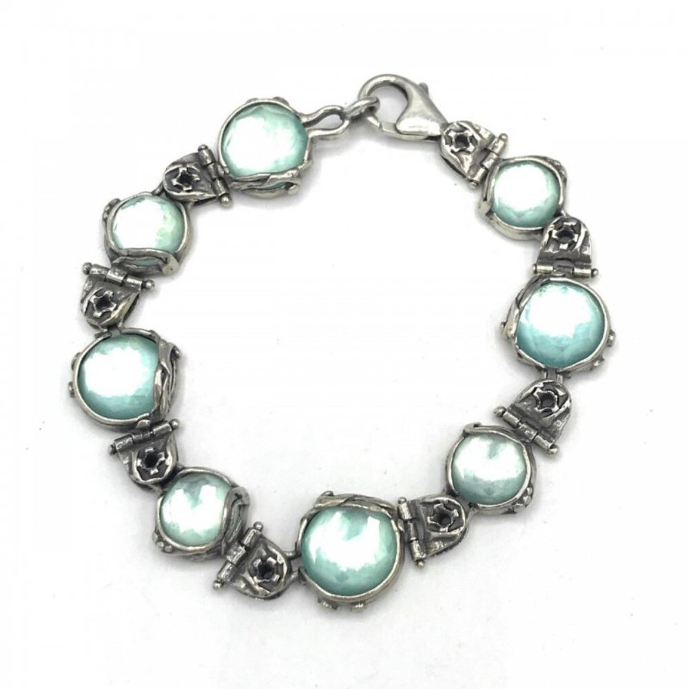 B0001 Silpada Aqua Blue Sterling Club Award Bracelet